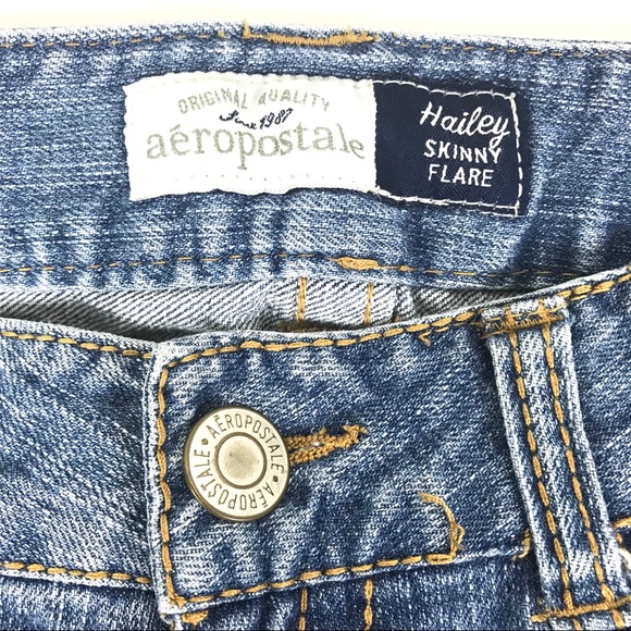 Aeropostale Hailey Skinny Flare Jeans 3/4 Blue - Picture 7 of 8